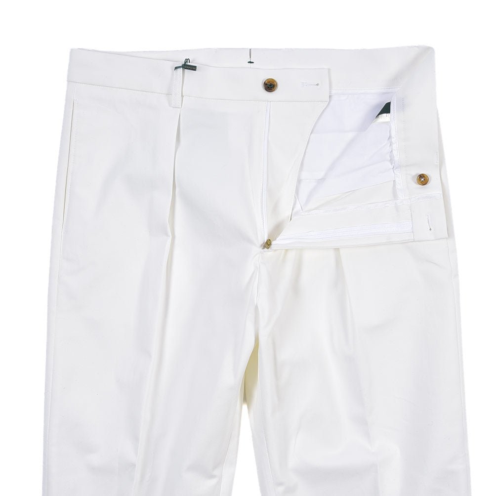BERWICH “CHIAIA 1P” ストレッチコットン ワンタックチノパンツ ホワイト(chalk) 46 | GUARDAROBA MILANO OFFICIAL STORE