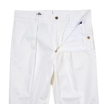 BERWICH “CHIAIA 1P” ストレッチコットン ワンタックチノパンツ ホワイト(chalk) 46 | GUARDAROBA MILANO OFFICIAL STORE