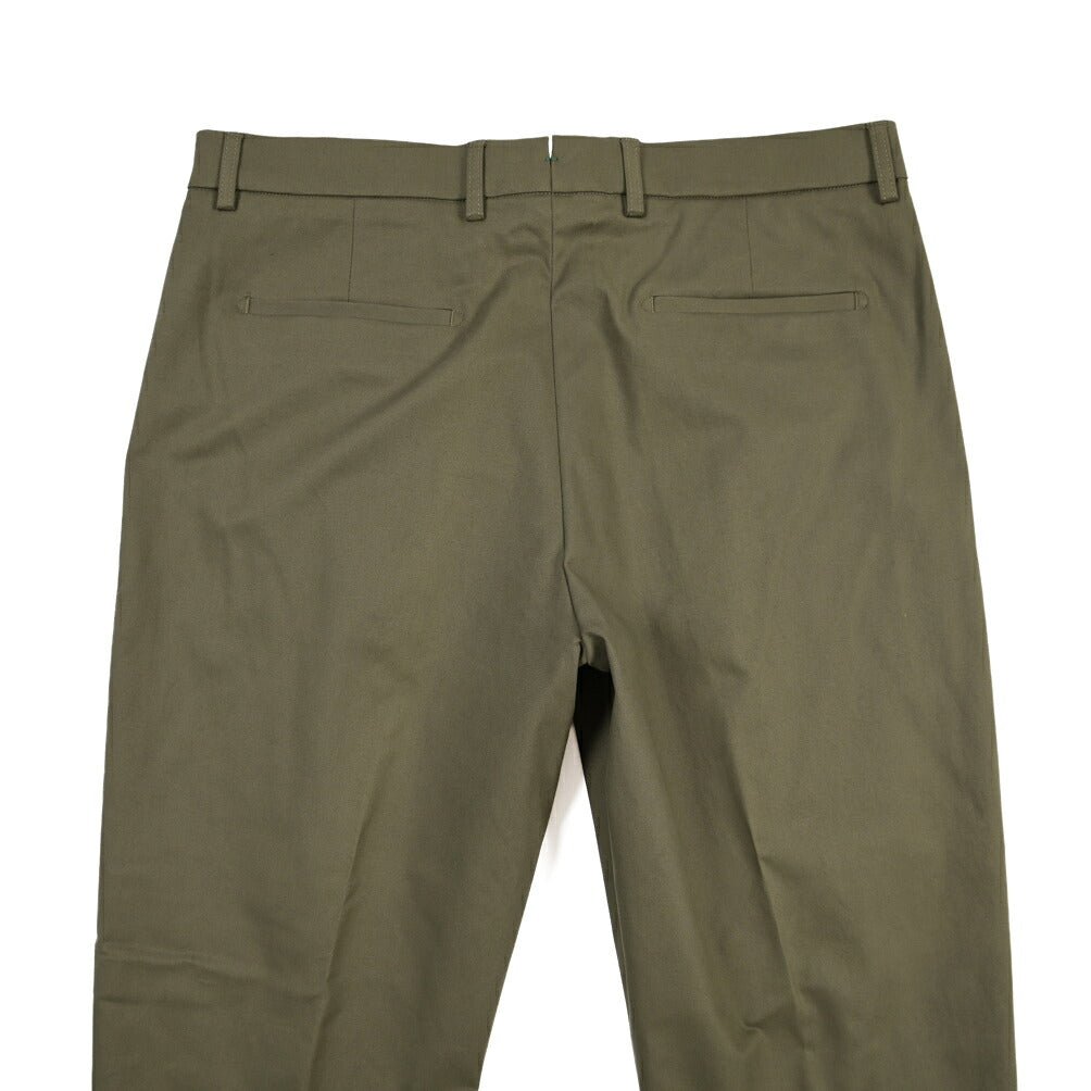 BERWICH “CHIAIA 1P” ストレッチコットン ワンタックチノパンツ カーキグリーン(army) 54 | GUARDAROBA MILANO OFFICIAL STORE