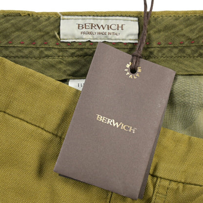 BERWICH “CHIAIA FF-GD” リネン混コットン ノータックパンツ カーキグリーン(old274) 44 | GUARDAROBA MILANO OFFICIAL STORE