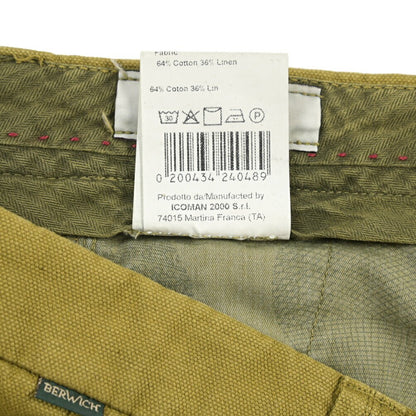BERWICH “CHIAIA FF-GD” リネン混コットン ノータックパンツ カーキグリーン(old274) 44 | GUARDAROBA MILANO OFFICIAL STORE
