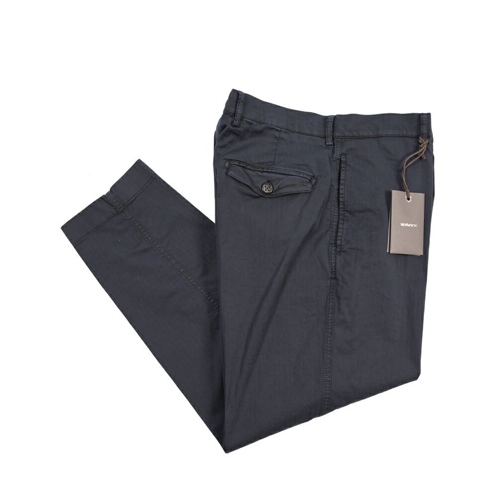 BERWICH “CHIAIA FF-GD” ストレッチコットン ノータックヘリンボーンパンツ ネイビー(old722) 50 | GUARDAROBA MILANO OFFICIAL STORE
