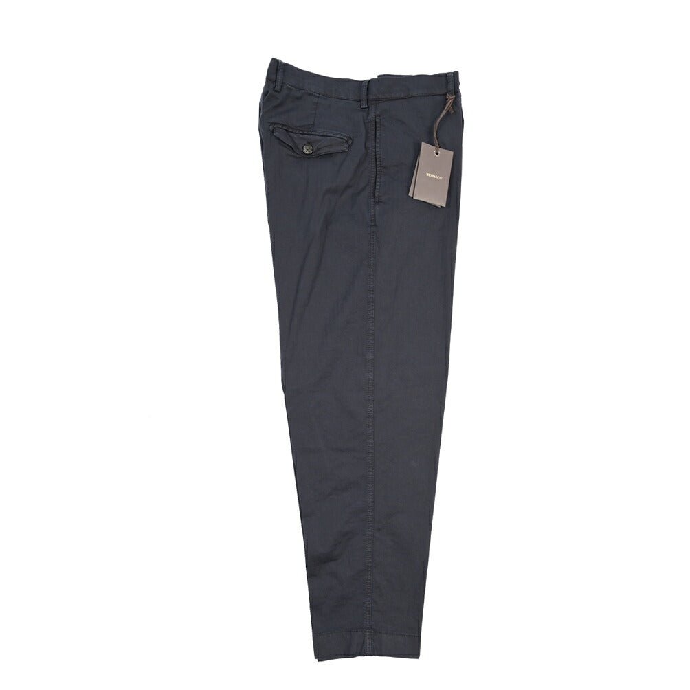 BERWICH “CHIAIA FF-GD” ストレッチコットン ノータックヘリンボーンパンツ ネイビー(old722) 50 | GUARDAROBA MILANO OFFICIAL STORE