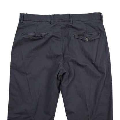 BERWICH “CHIAIA FF-GD” ストレッチコットン ノータックヘリンボーンパンツ ネイビー(old722) 50 | GUARDAROBA MILANO OFFICIAL STORE