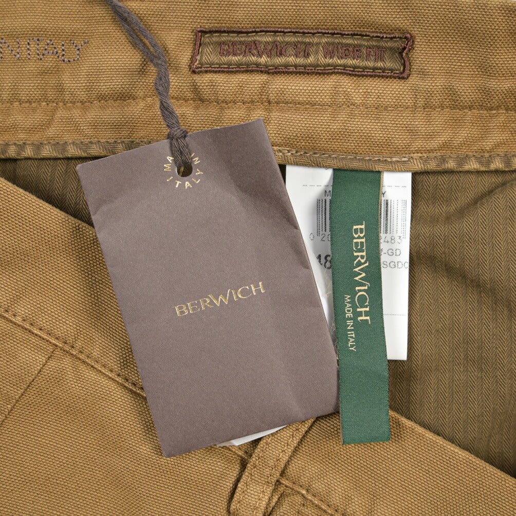 BERWICH “CHIAIA FF-GD” リネン混コットン ノータックパンツ ブラウン(old280) 46 | GUARDAROBA MILANO OFFICIAL STORE