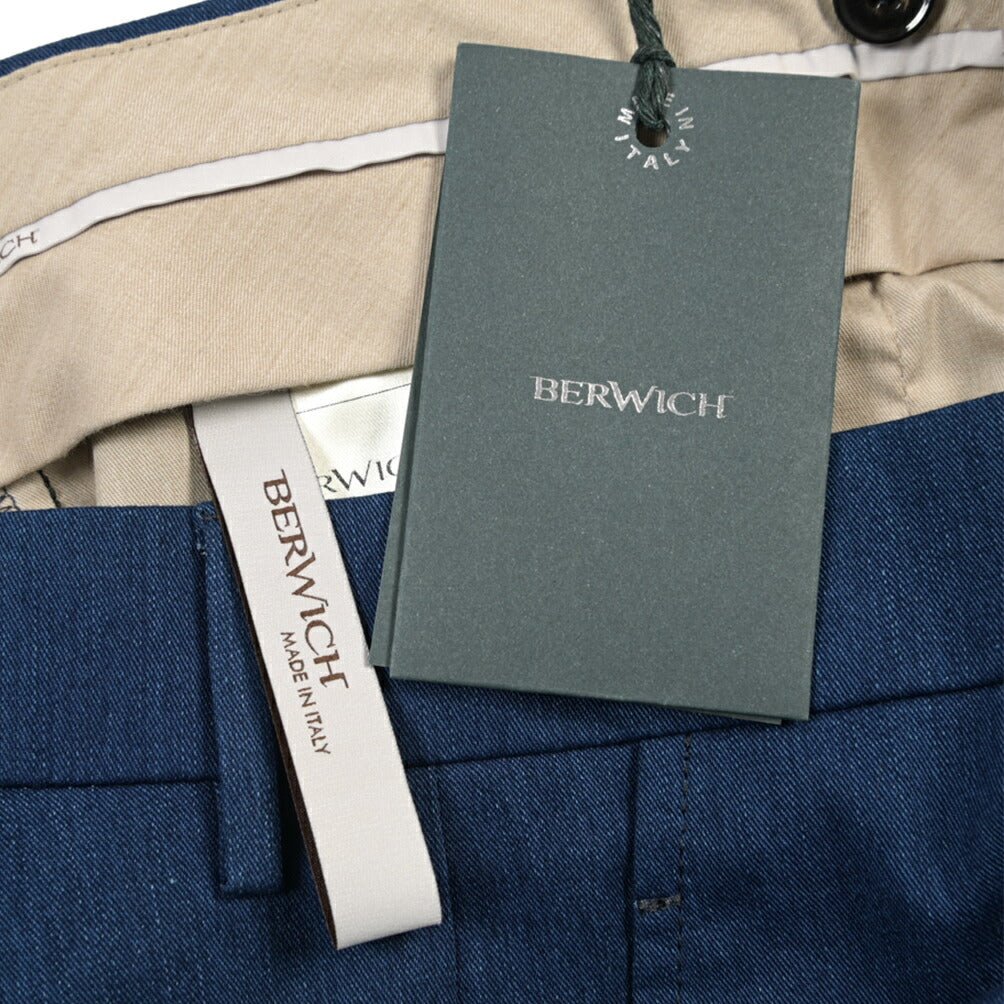 BERWICH “CHIAIA FF LONG” リヨセル混コットン ノータックパンツ ネイビー(blue) 46 | GUARDAROBA MILANO OFFICIAL STORE