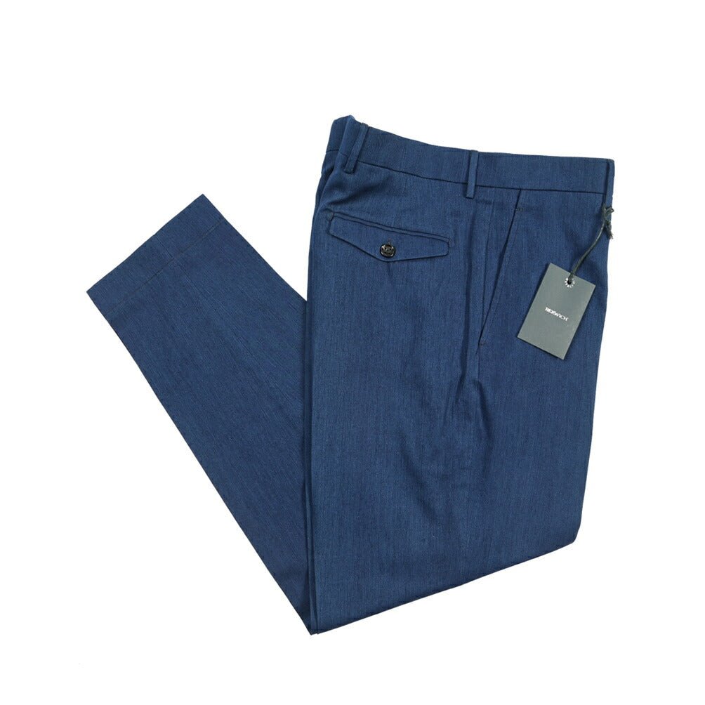 BERWICH “CHIAIA FF LONG” リヨセル混コットン ノータックパンツ ネイビー(blue) 46 | GUARDAROBA MILANO OFFICIAL STORE