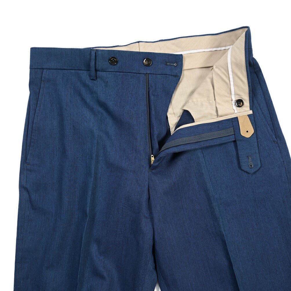 BERWICH “CHIAIA FF LONG” リヨセル混コットン ノータックパンツ ネイビー(blue) 46 | GUARDAROBA MILANO OFFICIAL STORE