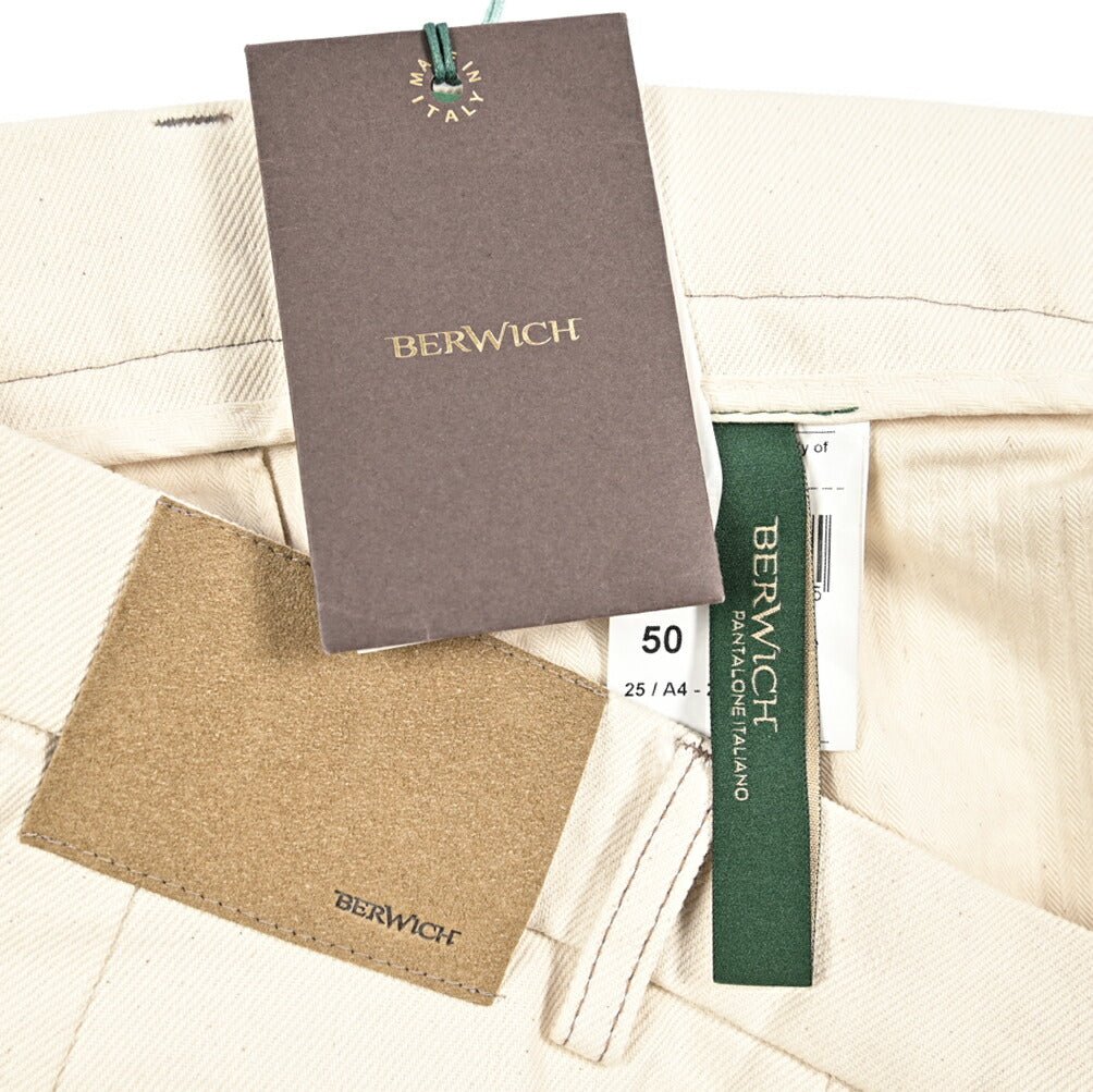 BERWICH “CHIAIA - GD” コットン100%デニム ワンタックパンツ / デニスラ オフホワイト(ecru denim) 50 | GUARDAROBA MILANO OFFICIAL STORE