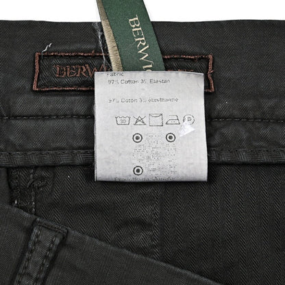 BERWICH "CHIAIA - GD" ストレッチコットン ワンタックヘリンボーンパンツ (製品染め)｜424676 - 46｜GUARDAROBA MILANO OFFICIAL STORE