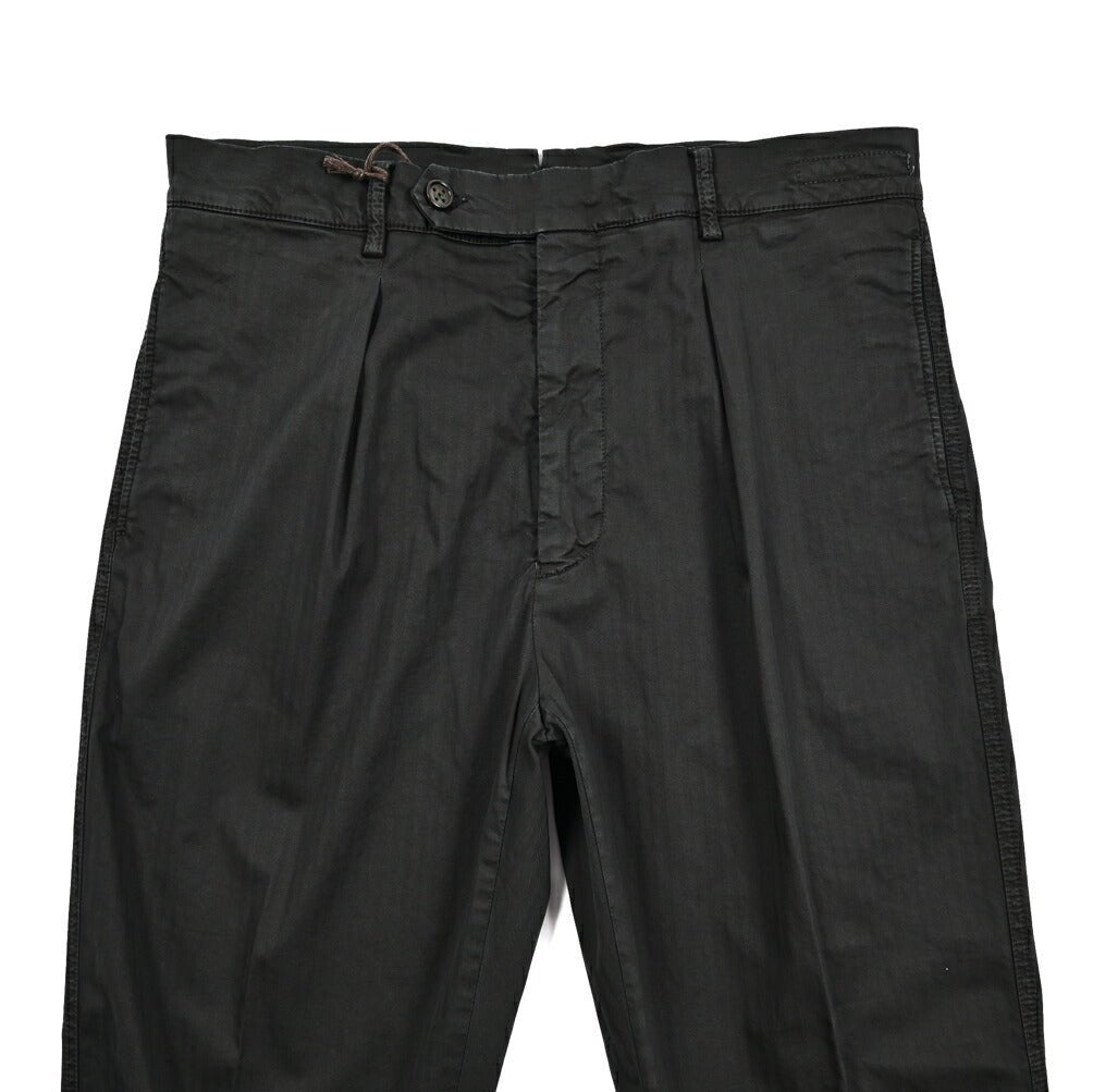 BERWICH "CHIAIA - GD" ストレッチコットン ワンタックヘリンボーンパンツ (製品染め)｜424676 - 46｜GUARDAROBA MILANO OFFICIAL STORE