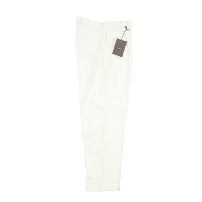 BERWICH “CHIAIA - GD” リヨセル混コットン ワンタックストレッチパンツ ホワイト(panna001) 48 | GUARDAROBA MILANO OFFICIAL STORE