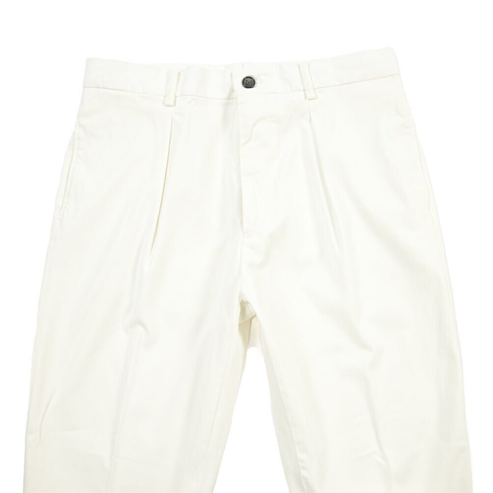 BERWICH “CHIAIA - GD” リヨセル混コットン ワンタックストレッチパンツ ホワイト(panna001) 48 | GUARDAROBA MILANO OFFICIAL STORE