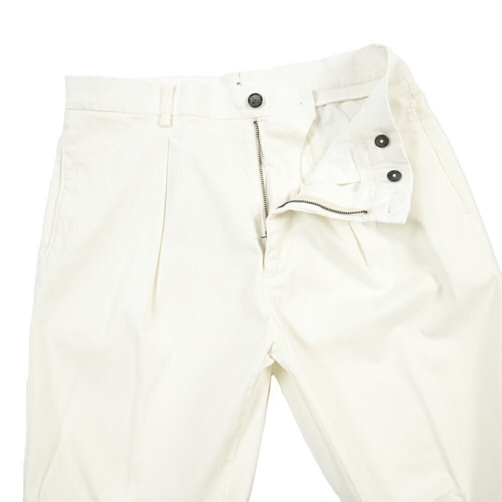 BERWICH “CHIAIA - GD” リヨセル混コットン ワンタックストレッチパンツ ホワイト(panna001) 48 | GUARDAROBA MILANO OFFICIAL STORE