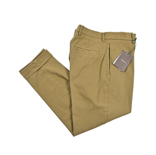 BERWICH “CHIAIA - GD” ストレッチコットンチノ ワンタックパンツ カーキグリーン(olio3811) 44 | GUARDAROBA MILANO OFFICIAL STORE