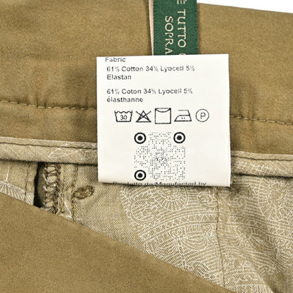 BERWICH “CHIAIA - GD” ストレッチコットンチノ ワンタックパンツ カーキグリーン(olio3811) 44 | GUARDAROBA MILANO OFFICIAL STORE