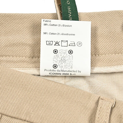 BERWICH “CHIAIA - GD” ストレッチコットンチノ ワンタックパンツ ベージュ(beige208) 48 | GUARDAROBA MILANO OFFICIAL STORE