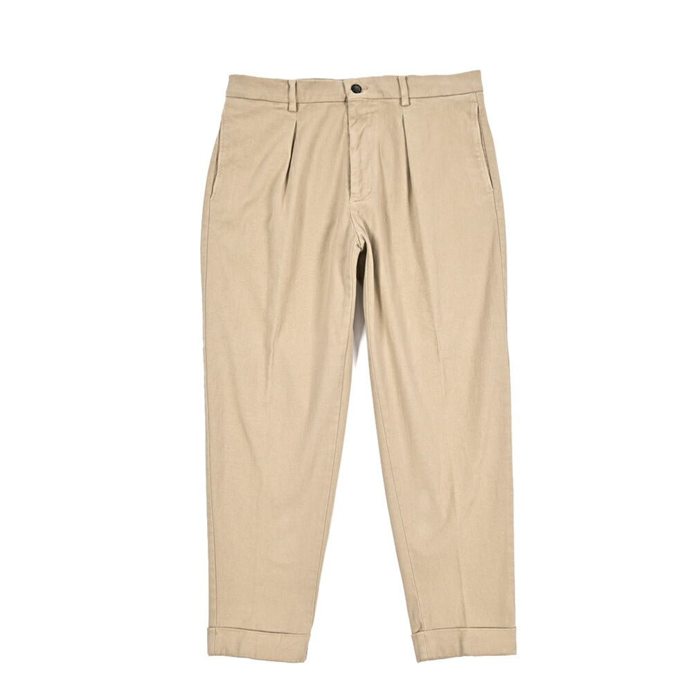 BERWICH “CHIAIA - GD” ストレッチコットンチノ ワンタックパンツ ベージュ(beige208) 48 | GUARDAROBA MILANO OFFICIAL STORE