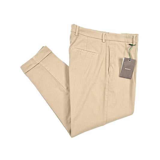 BERWICH “CHIAIA - GD” ストレッチコットンチノ ワンタックパンツ ベージュ(beige208) 48 | GUARDAROBA MILANO OFFICIAL STORE
