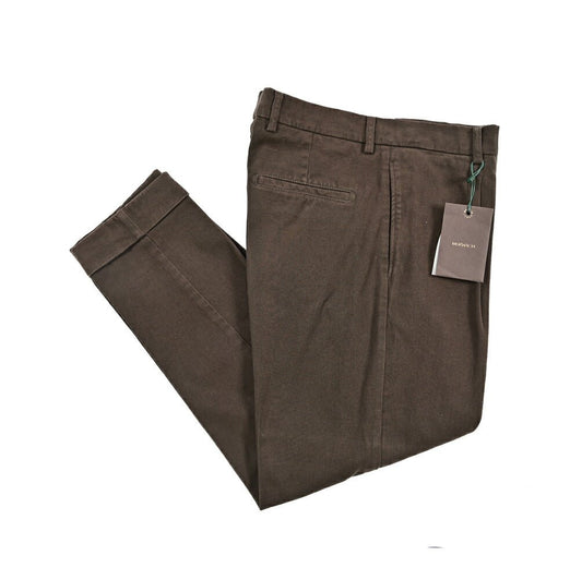 BERWICH “CHIAIA - GD” ストレッチコットンチノ ワンタックパンツ ブラウン(moro1432) 46 | GUARDAROBA MILANO OFFICIAL STORE