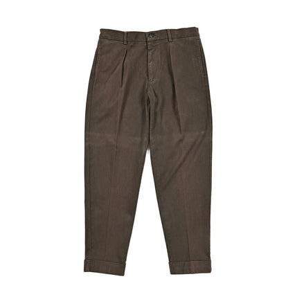 BERWICH “CHIAIA - GD” ストレッチコットンチノ ワンタックパンツ ブラウン(moro1432) 46 | GUARDAROBA MILANO OFFICIAL STORE