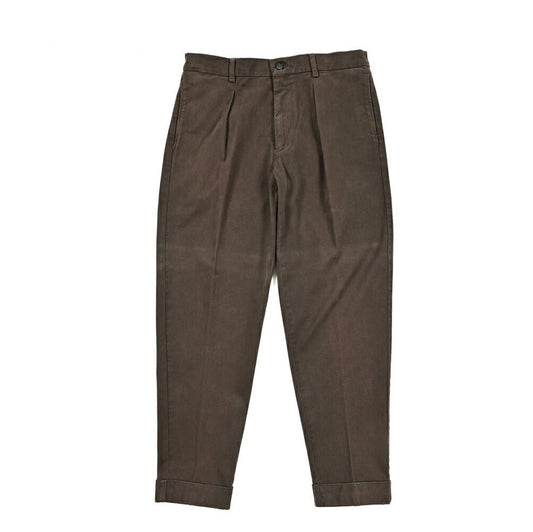 BERWICH “CHIAIA - GD” ストレッチコットンチノ ワンタックパンツ ブラウン(moro1432) 46 | GUARDAROBA MILANO OFFICIAL STORE