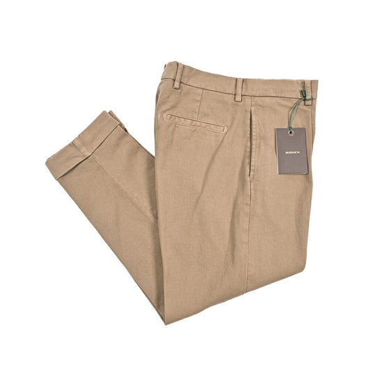 BERWICH “CHIAIA - GD” ストレッチコットンチノ ワンタックパンツ ブラウン(noce724) 46 | GUARDAROBA MILANO OFFICIAL STORE