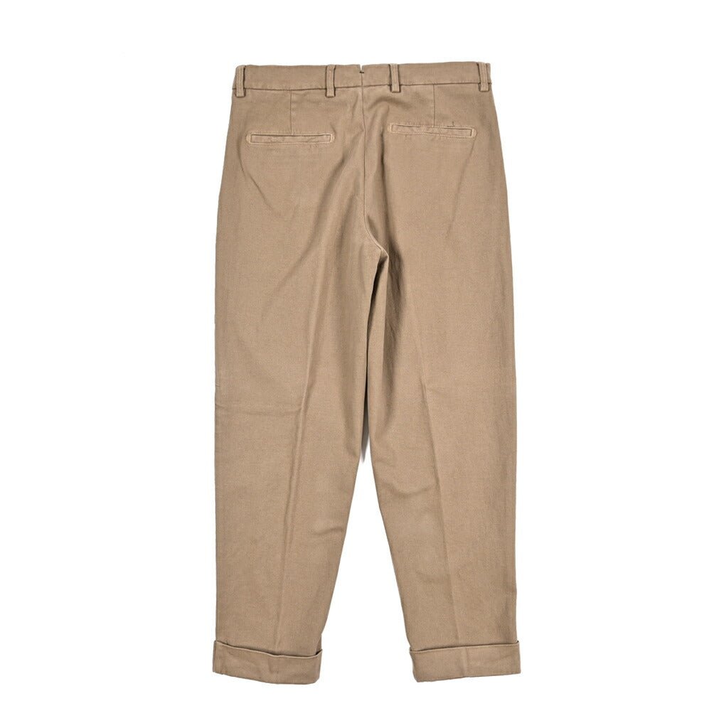 BERWICH “CHIAIA - GD” ストレッチコットンチノ ワンタックパンツ ブラウン(noce724) 46 | GUARDAROBA MILANO OFFICIAL STORE