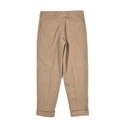 BERWICH “CHIAIA - GD” ストレッチコットンチノ ワンタックパンツ ブラウン(noce724) 46 | GUARDAROBA MILANO OFFICIAL STORE