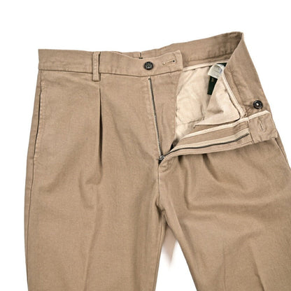 BERWICH “CHIAIA - GD” ストレッチコットンチノ ワンタックパンツ ブラウン(noce724) 46 | GUARDAROBA MILANO OFFICIAL STORE