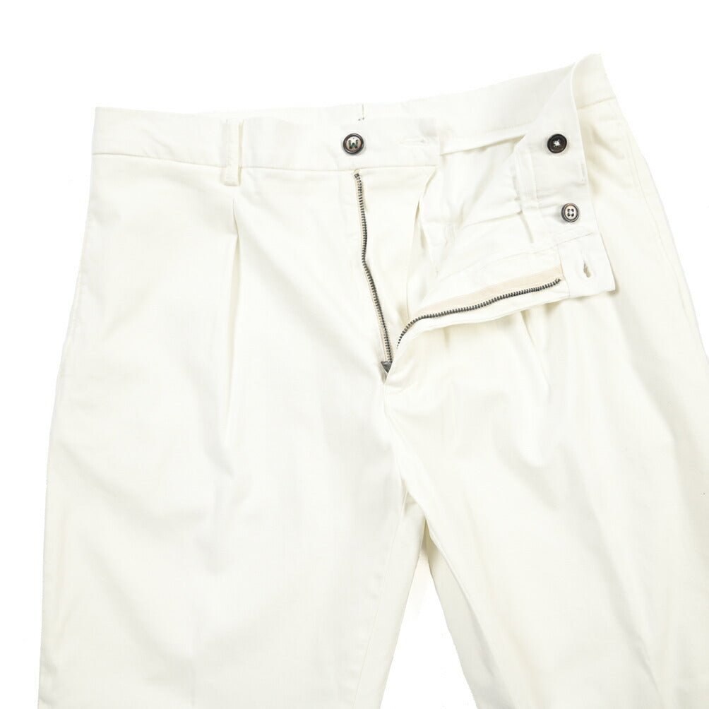 BERWICH “CHIAIA-GD” リヨセル混コットン ワンタックストレッチパンツ ホワイト(panna001) 46 | GUARDAROBA MILANO OFFICIAL STORE