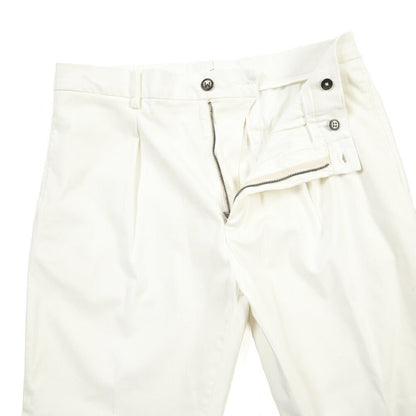 BERWICH “CHIAIA-GD” リヨセル混コットン ワンタックストレッチパンツ ホワイト(panna001) 46 | GUARDAROBA MILANO OFFICIAL STORE