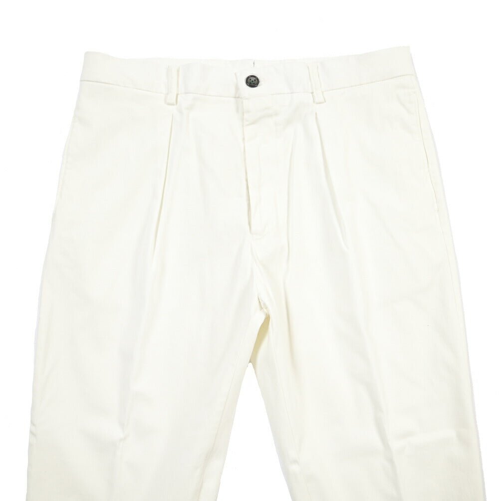 BERWICH “CHIAIA-GD” リヨセル混コットン ワンタックストレッチパンツ ホワイト(panna001) 46 | GUARDAROBA MILANO OFFICIAL STORE