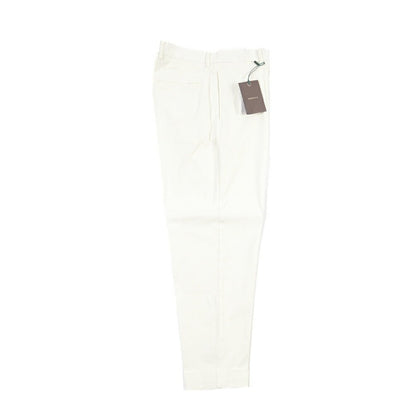 BERWICH “CHIAIA-GD” リヨセル混コットン ワンタックストレッチパンツ ホワイト(panna001) 46 | GUARDAROBA MILANO OFFICIAL STORE