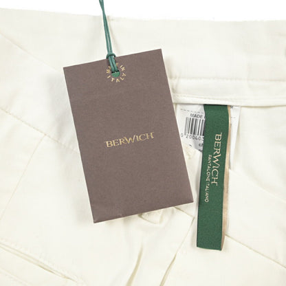 BERWICH “CHIAIA-GD” リヨセル混コットン ワンタックストレッチパンツ ホワイト(panna001) 46 | GUARDAROBA MILANO OFFICIAL STORE