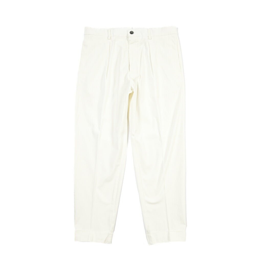 BERWICH “CHIAIA-GD” リヨセル混コットン ワンタックストレッチパンツ ホワイト(panna001) 46 | GUARDAROBA MILANO OFFICIAL STORE