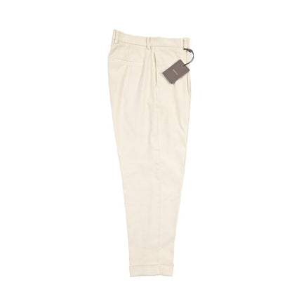 BERWICH “CHIAIA-GD” ストレッチコットン ワンタックパンツ オフホワイト(latte802) 48 | GUARDAROBA MILANO OFFICIAL STORE