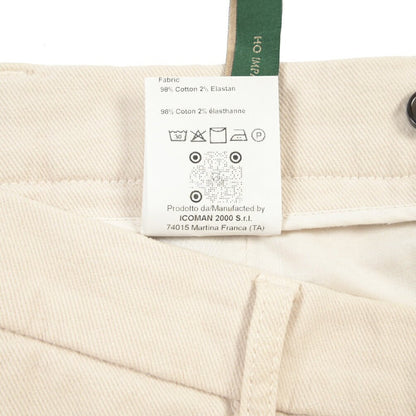 BERWICH “CHIAIA-GD” ストレッチコットン ワンタックパンツ オフホワイト(latte802) 48 | GUARDAROBA MILANO OFFICIAL STORE