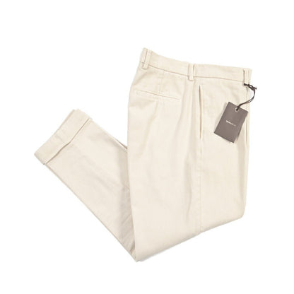 BERWICH “CHIAIA-GD” ストレッチコットン ワンタックパンツ オフホワイト(latte802) 48 | GUARDAROBA MILANO OFFICIAL STORE