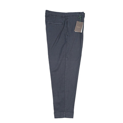 BERWICH “CHIAIA-GD” リヨセル混コットン ワンタックパンツ ネイビー(navy665) 44 | GUARDAROBA MILANO OFFICIAL STORE