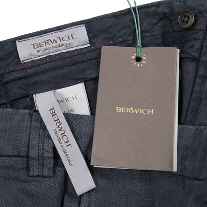 BERWICH “CHIAIA-GD” リヨセル混コットン ワンタックパンツ ネイビー(navy665) 44 | GUARDAROBA MILANO OFFICIAL STORE
