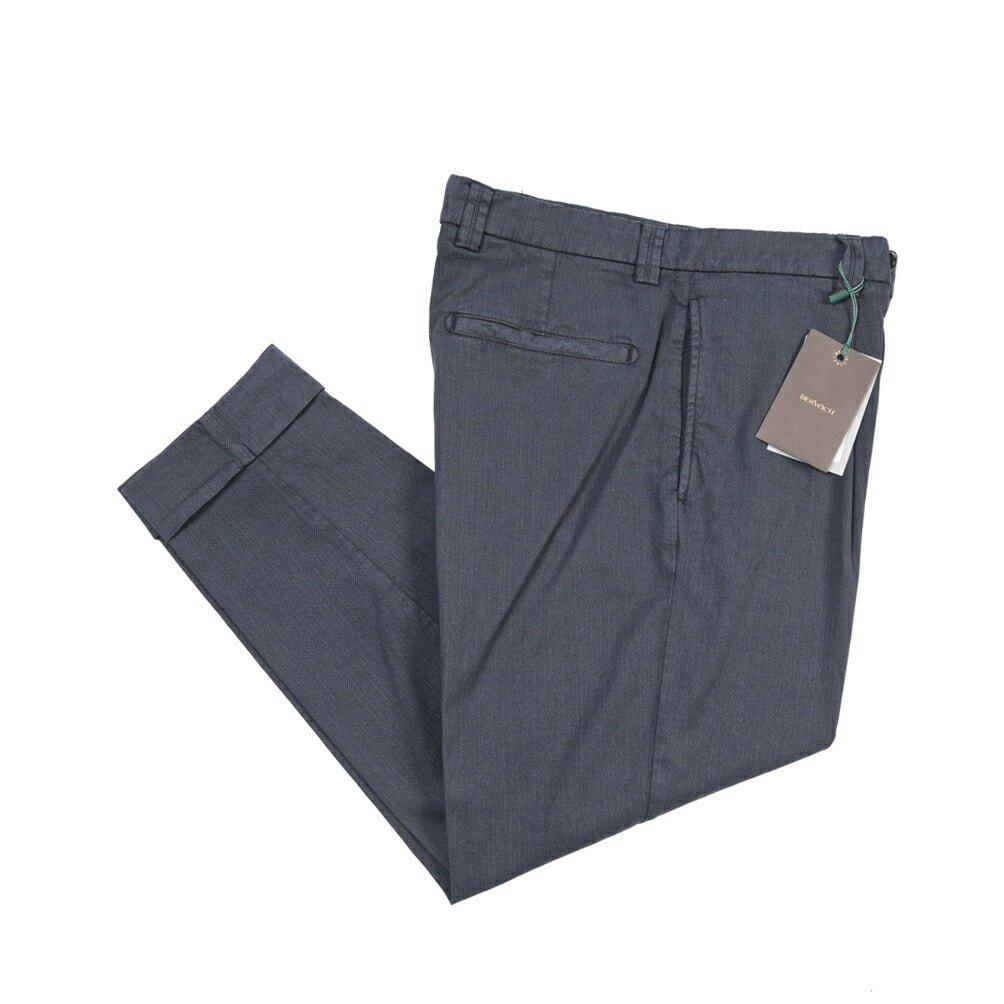 BERWICH “CHIAIA-GD” リヨセル混コットン ワンタックパンツ ネイビー(navy665) 44 | GUARDAROBA MILANO OFFICIAL STORE