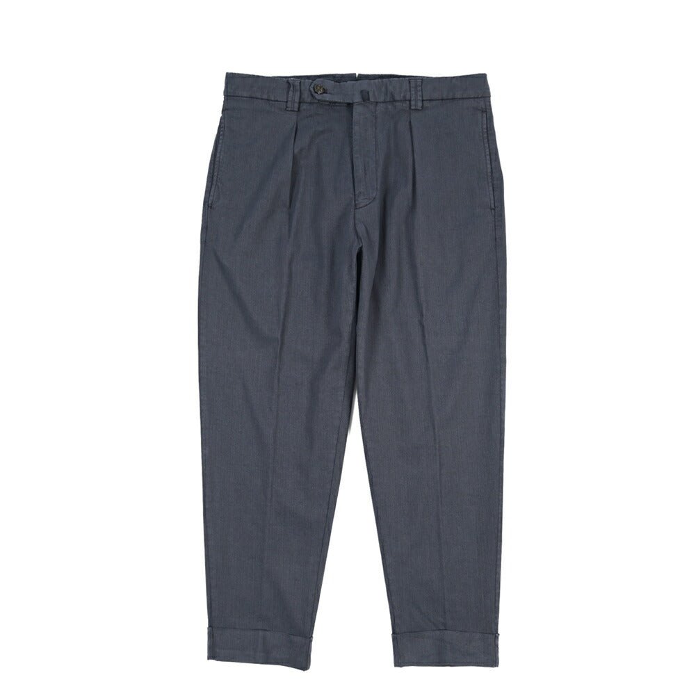 BERWICH “CHIAIA-GD” リヨセル混コットン ワンタックパンツ ネイビー(navy665) 44 | GUARDAROBA MILANO OFFICIAL STORE