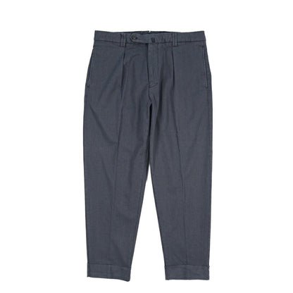 BERWICH “CHIAIA-GD” リヨセル混コットン ワンタックパンツ ネイビー(navy665) 44 | GUARDAROBA MILANO OFFICIAL STORE