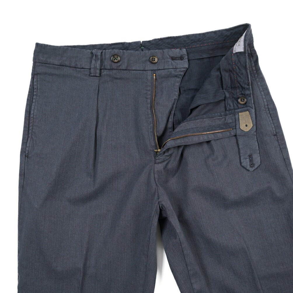 BERWICH “CHIAIA-GD” リヨセル混コットン ワンタックパンツ ネイビー(navy665) 44 | GUARDAROBA MILANO OFFICIAL STORE