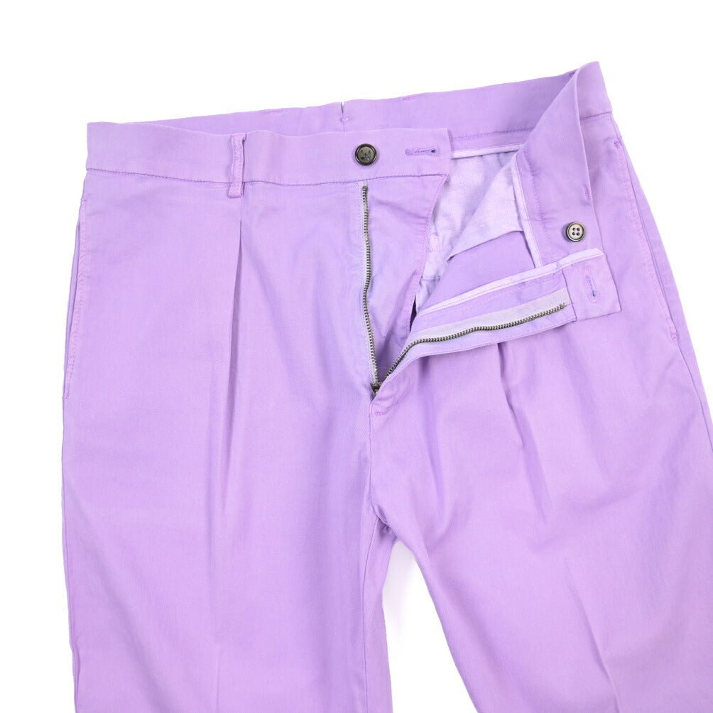 BERWICH “CHIAIA-GD” コットン混 ワンタックチノパンツ パープル(lilla762) 46 | GUARDAROBA MILANO OFFICIAL STORE