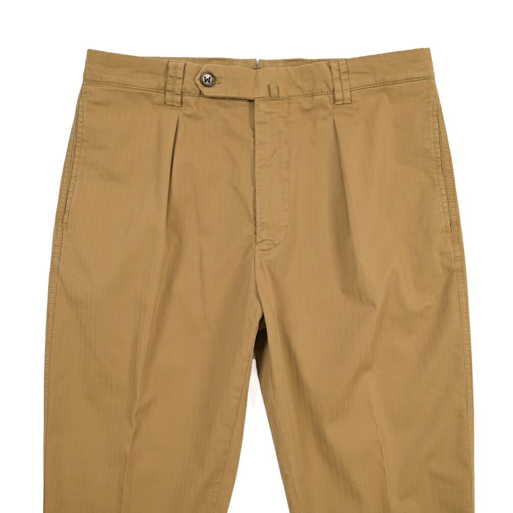 BERWICH “CHIAIA-GD” ストレッチコットン ワンタックヘリンボーンパンツ ブラウン(old280) 46 | GUARDAROBA MILANO OFFICIAL STORE