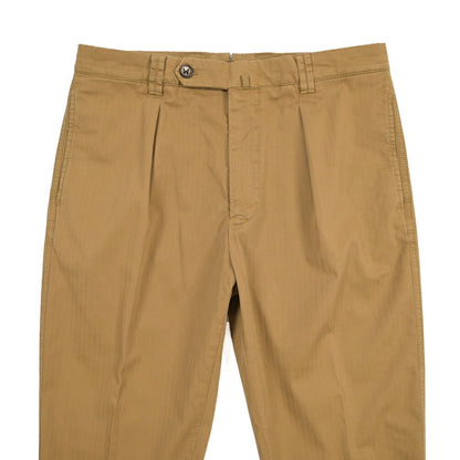 BERWICH “CHIAIA-GD” ストレッチコットン ワンタックヘリンボーンパンツ ブラウン(old280) 46 | GUARDAROBA MILANO OFFICIAL STORE