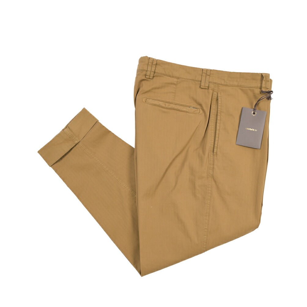 BERWICH “CHIAIA-GD” ストレッチコットン ワンタックヘリンボーンパンツ ブラウン(old280) 46 | GUARDAROBA MILANO OFFICIAL STORE
