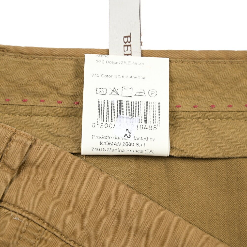 BERWICH “CHIAIA-GD” ストレッチコットン ワンタックヘリンボーンパンツ ブラウン(old280) 46 | GUARDAROBA MILANO OFFICIAL STORE